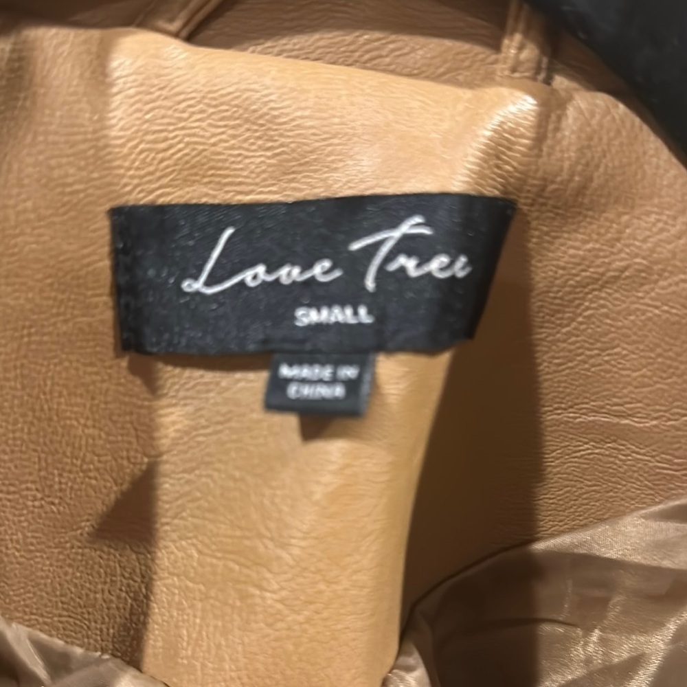 Love Tree Tan Leather Jacket Asymmetrical Zipper - Picture 2 of 3